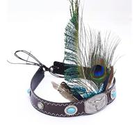 Diadema con plumas de tribus indias étnicas con diseño bohemio para mujeres y niñas, accesorios de para festivales de música, diadema de viaje