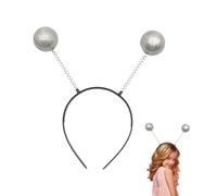 Diadema con purpurina Alien en plata, con 2 bolas redondas oscilantes, bolas de discoteca, accesorio para la cabeza, decoración para Halloween, carnaval, fiesta temática, accesorios para el pelo para