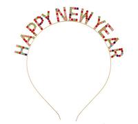 Diadema con purpurina para el pelo de Feliz Año Nuevo, diadema con letras de cristal, tocado para fiesta temática, tocado para fiesta de diamantes de imitación, diademas de diamantes de imitación para