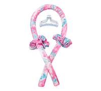 Diadema con varilla rizadora sin calor con cinta de seda para ondas nocturnas, incluye pinza para el cabello y herramienta de peinado con rodillo para dormir DIY.(Tie Dye Pink)
