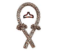 Diadema con varilla rizadora sin calor con cinta de seda para ondas nocturnas, incluye pinza para el cabello y herramienta de peinado con rodillo para dormir DIY.(Leopard)