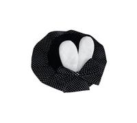Diadema contemporánea con orejas de conejo con puntos blancos y negros, elegante horquilla de encaje, perfecta para cosplay y uso diario, accesorio para el cabello curvado de moda
