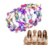 Diadema Corona De Flores Con Luces LED | Diadema Luminosa Para Mujer - 10 Piezas Guirnalda Accesorios Cabello Para Fiestas Playa Cumpleaños Bodas Eventos Temáticos