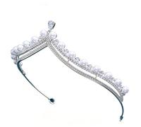 Diadema coronada con diamantes de imitación y perlas para fiestas nupciales y diamantes de imitación con tachuelas