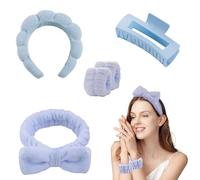 Diadema cosmética, 4 unidades, para mujeres, belleza, niñas, yoga, deportes, ducha, eliminación de maquillaje (azul)