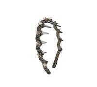 Diadema craneal a rayas con purpurina fina para mujer, diadema con diamantes de imitación, antideslizante, adorno para el pelo, tiara dorada
