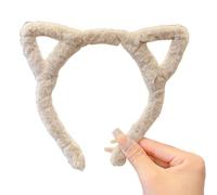 Diadema creativa con estampado de leopardo dulce y peludo con orejas de gatito de felpa suave para mujeres, hombres y adolescentes