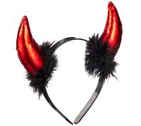 Diadema cuernos de diablo rojo y negro - Accesorio para Halloween y Carnaval - Mujeres y niñas - KingofHalloween.de