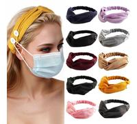 Diadema de 10pcs con botones para máscara facial multicolor de maquillaje multicolor Dademita no deslizante protección para orejas elásticas diadema para mujeres amigos, con botones para masc