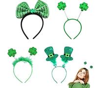Diadema de 4 piezas accesorios para el día de San Patricio decoración de trébol decoración para el día de San Patricio accesorio para disfraz tocado fiesta irlandesa fiesta temática de carnaval