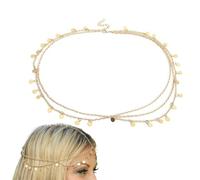 Diadema de aleación dorada con lentejuelas, accesorio para el pelo de festival bohemio, exquisita cadena de novia, diadema glamurosa para bailes, bailes de máscaras, bodas, sesiones de fotos