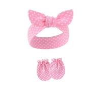 Diadema de algodón suave y elástica para niñas recién nacidas, tocado elegante con manoplas antiarañazos