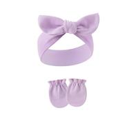 Diadema de algodón suave y elástica para niñas recién nacidas, tocado elegante con manoplas antiarañazos