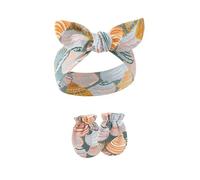 Diadema de algodón suave y elástica para niñas recién nacidas, tocado elegante con manoplas antiarañazos