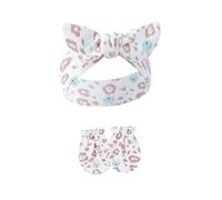 Diadema de algodón suave y elástica para niñas recién nacidas, tocado elegante con manoplas antiarañazos