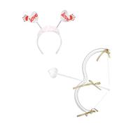 Diadema de amor con lazos y flechas, accesorios para el día de San Valentín, cosplay, accesorios para mujer, boda, juego de rol, disfraz de San Valentín, Juego de dos piezas blanco, Talla única
