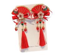 Diadema de Año Nuevo chino, pinza para el pelo de estilo chino, lazos rojos con borlas, accesorios para el cabello chino, pinzas para el pelo de Año Nuevo para cumpleaños, celebraciones