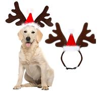 Diadema de Asta de Reno y Alce para Perro, Gorro de Papá Noel, Disfraz de Navidad para Mascotas, Accesorios Ajustables, para Gatos y Cachorros, Perros Pequeños