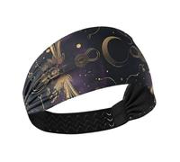 Diadema de astrología gótica mística morada y dorada que absorbe la humedad para mujer, bandas elásticas para el sudor para voleibol, ciclismo, atletismo, deportes, vendas para el pelo mujer