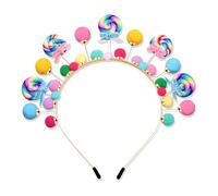 Diadema de bastón de caramelo para Navidad, día festivo, piruleta, lazo colorido con pompones, accesorios de Navidad, fiesta de cumpleaños, accesorio de disfraz de Candyland, regalo para mujeres y