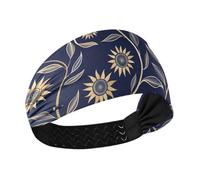 Diadema de béisbol antideslizante azul oscuro con girasoles, banda elástica para entrenamiento, gimnasio, senderismo, ciclismo, diadema para mujer