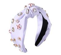 Diadema de béisbol anudada para mujer, diadema deportiva de cristal biselado con dijes de béisbol, nudo superior, diadema de verano para el 4 de julio, accesorios para el cabello para mujeres y niñas