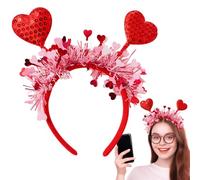 Diadema De Beso,Disfraces Del Día De San Valentín Mujer | Disfraz de San Valentín con diadema roja,Diadema de San Valentín, accesorios para fotos de aro para el cabello para compromiso, Halloween, des