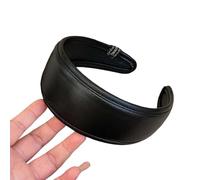 Diadema de borde ancho para mujer, diadema de cuero suave para uso casual y formal, herramienta de peinado transpirable, accesorio de cuero para mujer