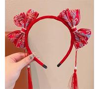 Diadema de borla roja de Año Nuevo chino, tocado de flores de fieltro para adultos y niños, accesorio para el cabello de fiesta festiva para celebración lunar y eventos festivos (3)