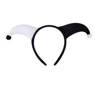 Diadema de bufón diadema de payaso blanca y negra sombrero de bufón de peluche divertido disfraz de bromista para carnaval accesorio para disfraz de Halloween.