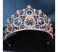 Diadema de burbujas para mujer, corona de princesa para novia, boda, graduación, fiesta de cumpleaños, joyería para el cabello, color oro rosa