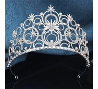 Diadema de burbujas para mujer, corona de princesa, para novia, boda, graduación, fiesta de cumpleaños, joyería para el cabello, color plateado