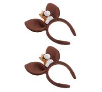 Diadema de Caballo de Felpa y Plástico 2 Piezas, Café | Año del Caballo 2026, Orejas de Caballo Estilo Cartoon, Portátil y Agradable Piel