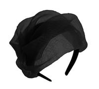 Diadema de calavera alta con volantes, medio sombrero, aro fino para mujer, fiesta de té, cubierta de pelo blanco, adorno formal para el cabello