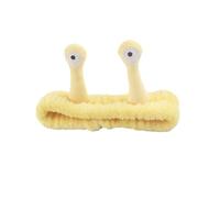 Diadema de caracol de ojo grande para lavarse la cara, bonita banda elástica para el pelo de caracol para maquillaje, diadema de pelo de forro polar coral suave para mujeres y niñas (amarillo)