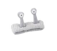 Diadema de caracol de ojo grande para lavarse la cara, bonita banda elástica para el pelo de caracol para maquillaje, diadema de pelo de forro polar coral suave para mujeres y niñas (gris)