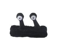 Diadema de caracol de ojo grande para lavarse la cara, bonita banda elástica para el pelo, para maquillaje, de forro polar coral suave, para mujeres y niñas (color negro)