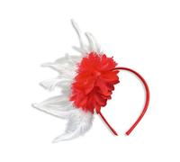 Diadema de carnaval para mujer, color rojo y blanco, disfraz de Colonia, accesorios de plumas blancas, tocado para el pelo, diadema, sombrero de plumas, flor, accesorio para la cabeza roja, diadema de