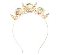 Diadema de Conchas, Dorada Corona de Conchas Bonita Tiara de Concha Diadema de Perla de Concha para Boda en la Playa Halloween Carnaval Fiesta de Cosplay Niñas y Mujeres