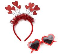 Diadema de corazón con corazones que se mueven, gafas de corazón rojas, borde ondulado rojo, disfraz de Amor, accesorios para mujer, accesorios para carnaval, divertidas gafas de sol con forma de
