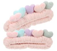Diadema de Corazón Elástica para Mujer, Lavado Facial y Maquillaje, 2 | Tela Rosa, Cómoda y Agradable, Mantiene el Cabello Lejos del Rostro, Estilo Lindo para Uso Diario