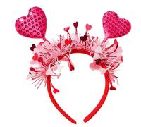 Diadema de corazón rojo, diadema con lentejuelas, diadema roja para el pelo, diadema para el día de San Valentín, diadema, accesorios para fotos, accesorios de corazón para festivales, celebraciones