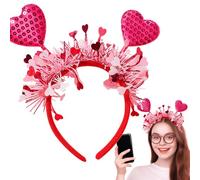 Diadema De Corazón Rojo,Diadema De Corazón - Disfraz de San Valentín con diadema | de San Valentín, accesorios para fotos de aro para el cabello, accesorios de corazón para festivales, celebra