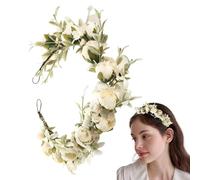 Diadema de corona de flores, diadema floral para bodas, corona de flores para novia, aspecto delicado, corona de hadas de flores para adultos, cómoda diadema rústica bohemia para festivales y fiestas