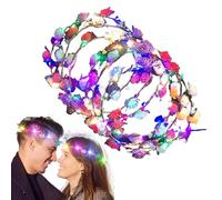 Diadema De Corona De Flores LED - 10 Piezas Corona De Flores Iluminadas | Banda De Cabello Liderado Con Flor Para Mujeres Novia Valentine's Day Carnival Party | Tocado Moderno Para Bodas, Cumpleaños,