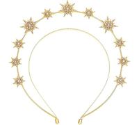 Diadema de corona de halo, diadema de estrella con diamantes de imitación, corona de halo de diosa, tocado de boda para mujeres y niñas