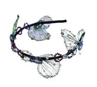 Diadema de cristal brillante tejida a mano con mariposa de alambre para desfile, graduación, boda, novia, boda, accesorios para el cabello