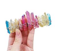 Diadema de cristal de cuarzo natural para piedra arcoíris, accesorio para el cabello estilo bohemio, piedra cruda para diadema de cristal arcoíris