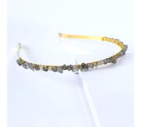 Diadema de cristal de una sola fila, diadema de metal, diademas, accesorios para el pelo con piedras naturales, diadema, accesorios para el cabello para mujer, niña, gris