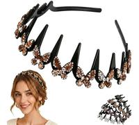 Diadema de cristal ondulado para mujer, con peine de diamantes de imitación de mariposa con dientes, accesorio para el cabello brillante y no deslizante, para fiestas, bodas y uso diario (dorado)